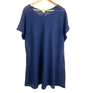 Club Swim Blue Crochet Lace Swim Coverup Dress Size 1X
